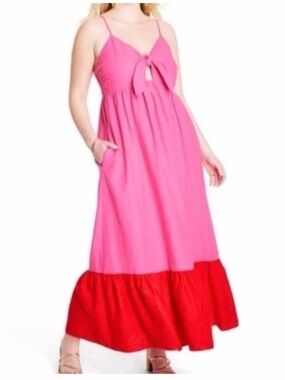 Tabitha Brown x Target Sleeveless Tie Front Linen Maxi Dress Small NWT